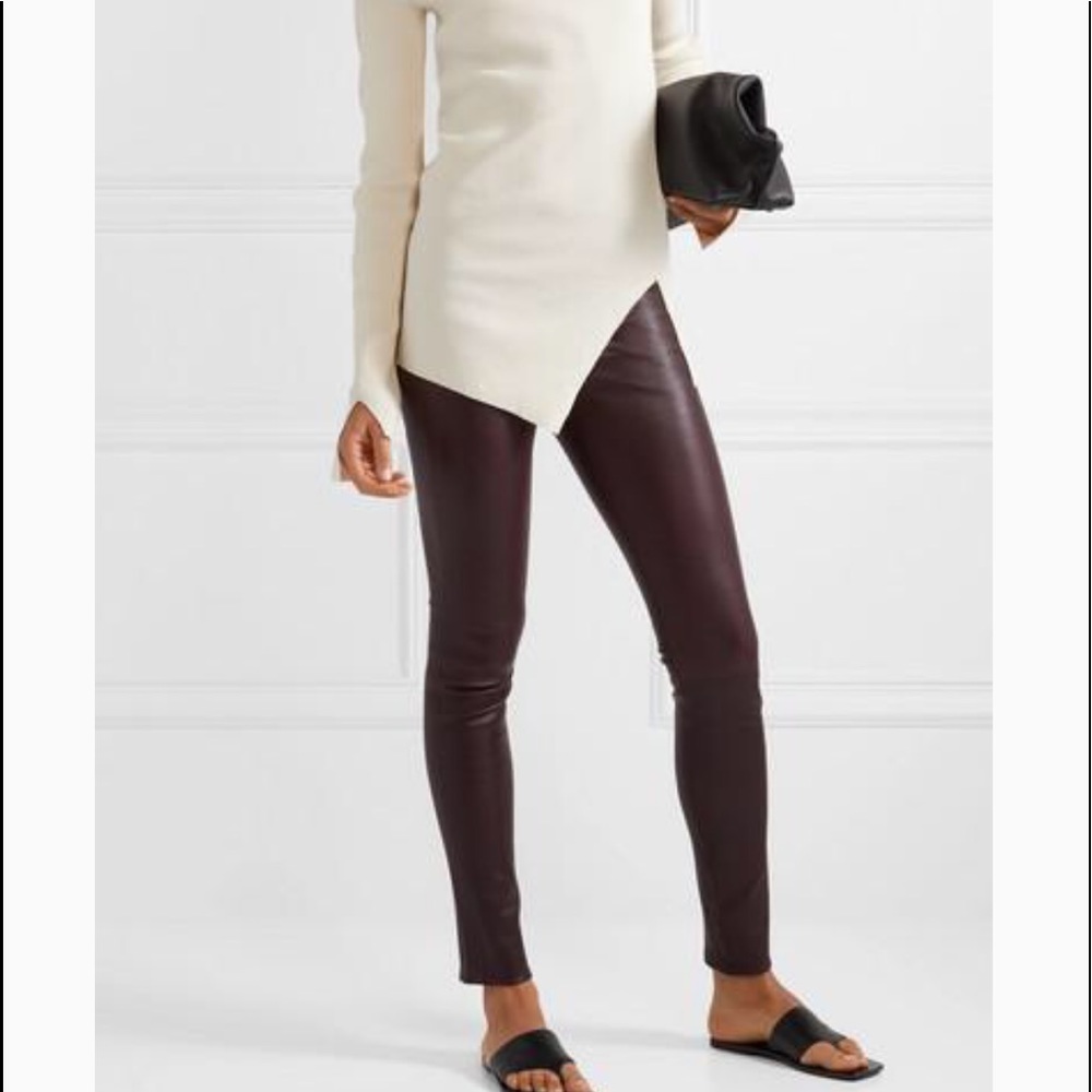 NWT Helmut Lang Leather Leggings in Merlot